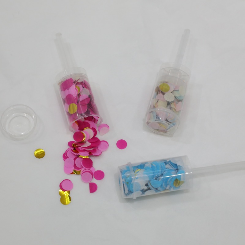 Push Pop Confetti Poppers для выпускного гендерного пола раскрыть детское душевое юбилейное годовщину Новогоднего дня рождения (многоцветная) (многоцветная)
